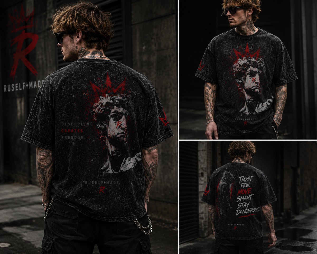 RuSelfMade tee — Discipline Creates Freedom. The crown is earned, not given.